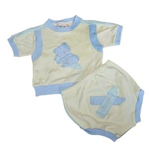 Vintage 90's Childwise Gender Neutral 24mo Bear & Crayon Outfit.